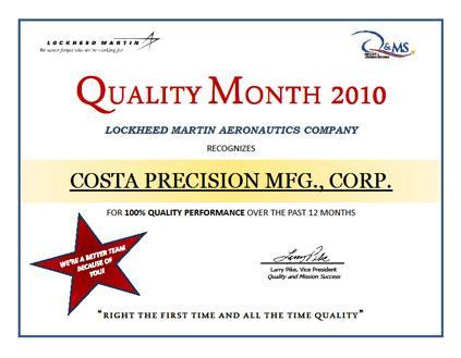 2010 Quality Month Award